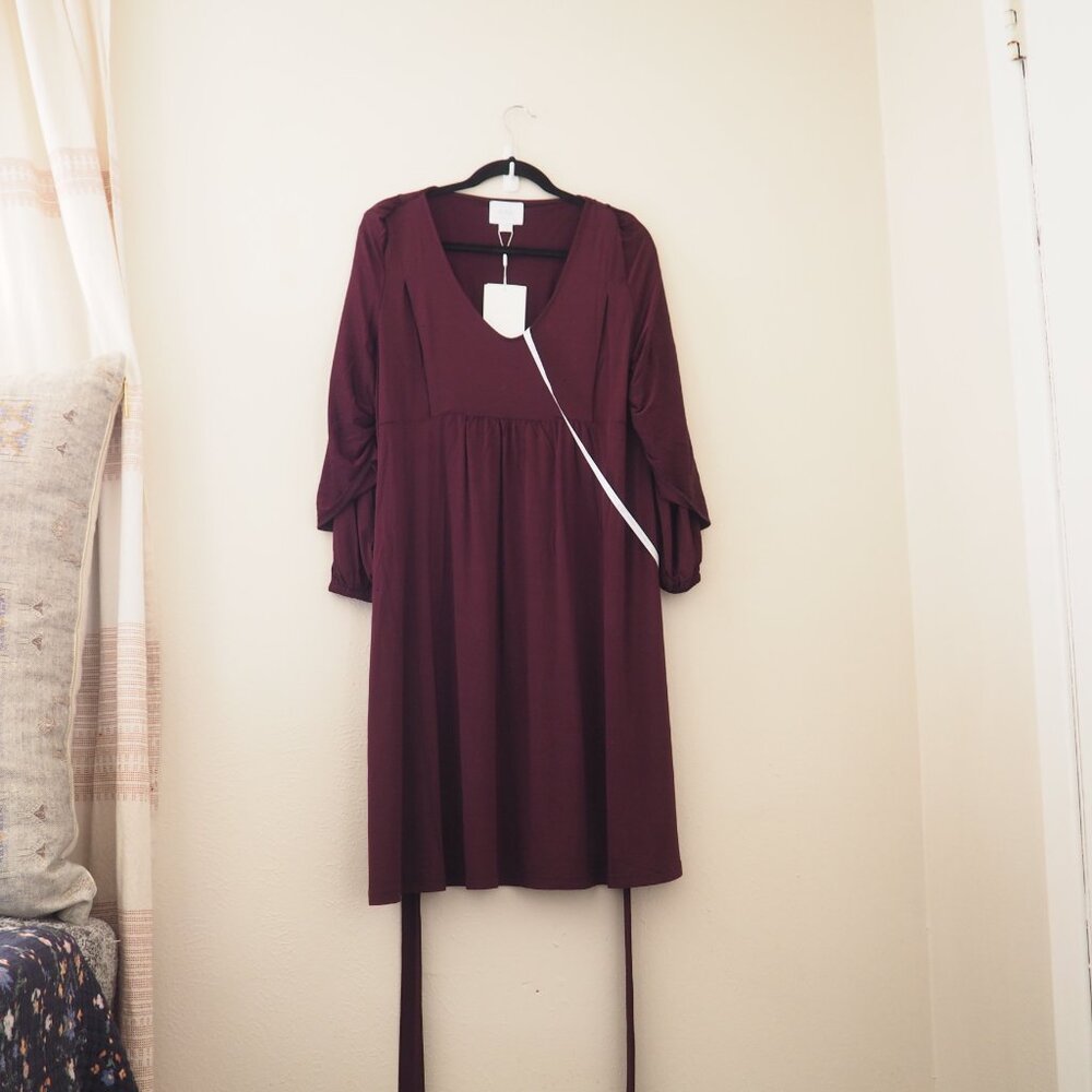 NWT Seraphine Luxe Eudora Plum Maternity Nursing Long Sleeve Evening Dress sz 12 - Picture 4 of 8